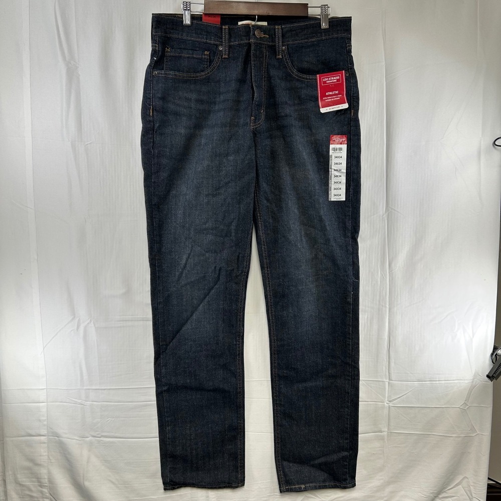 Levi Strauss Signature Athletic Fit Jeans Mens 34x34 Dark Wash Ultimate Flex